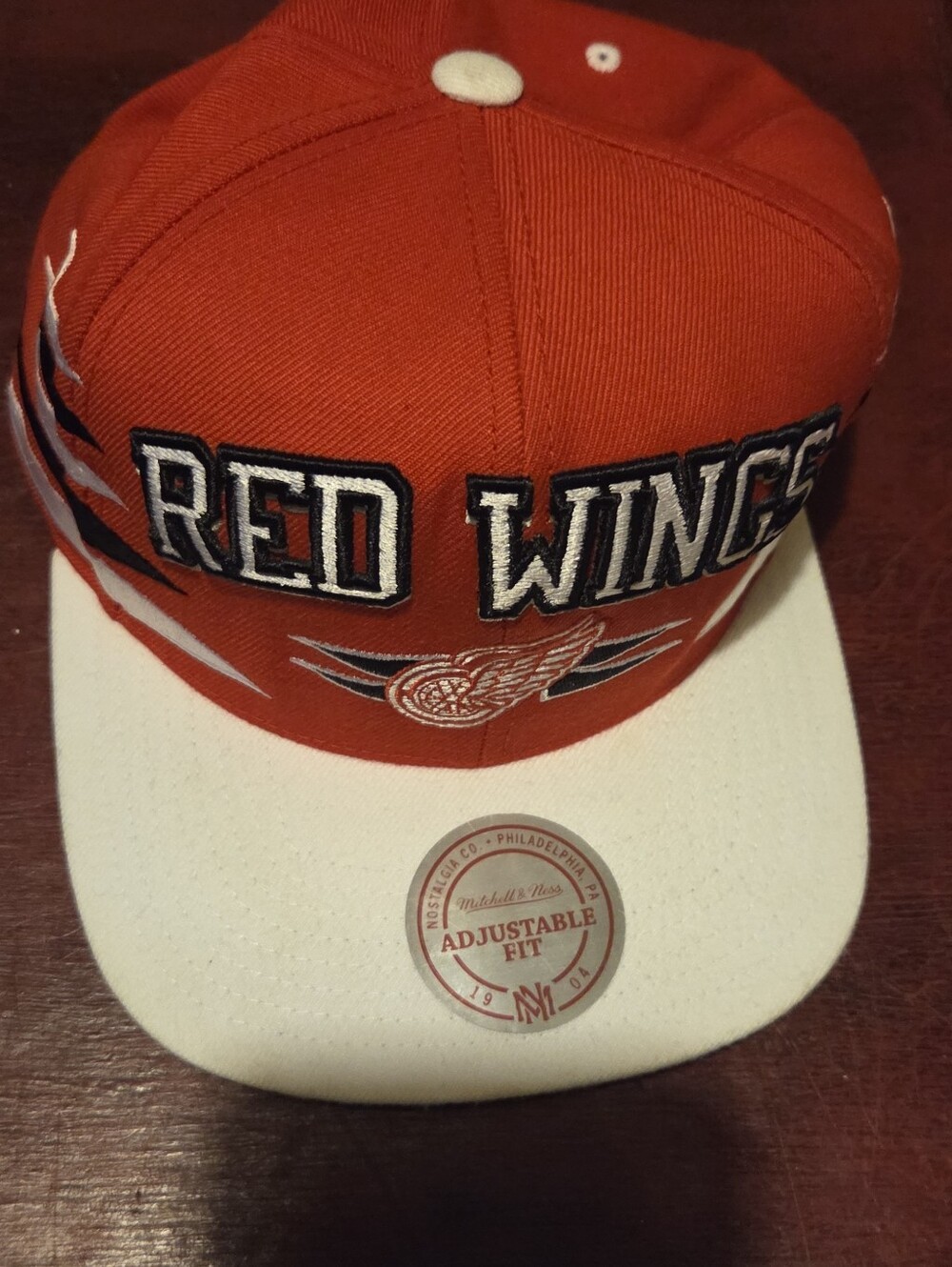 Mitchell & Ness Kids Red Wings Red and White Snapback Hat with Embroidered Logo